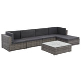 vidaXL 6-piece Lounge Set with Cushions Poly Rattan Brown