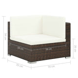 vidaXL 8-delige Loungeset met kussens poly rattan bruin