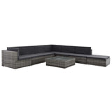 vidaXL 8-delige Loungeset met kussens poly rattan bruin