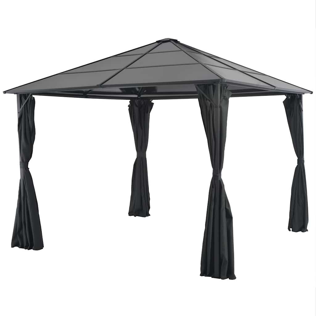 vidaXL Gazebo with curtain 3x3 m aluminium black