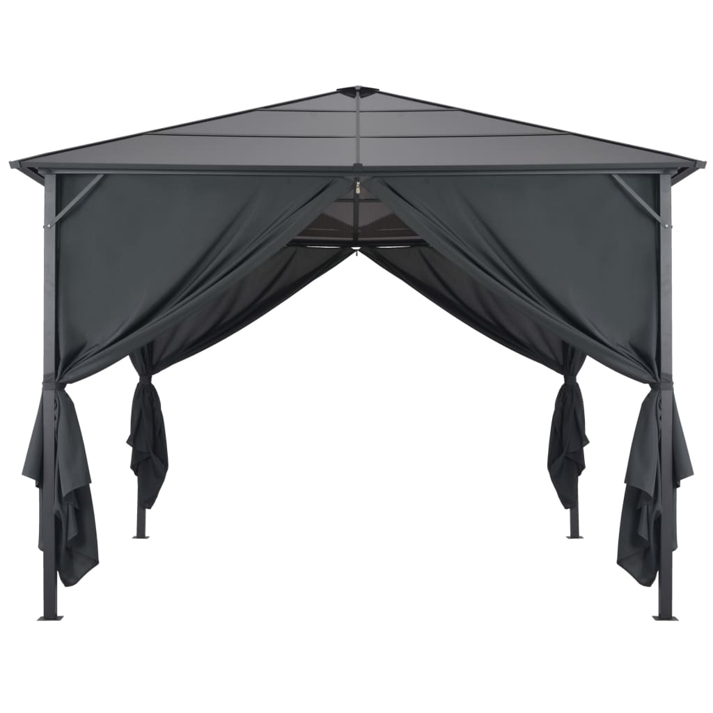 vidaXL Gazebo with curtain 3x3 m aluminium black
