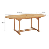 vidaXL Tuintafel verlengbaar 110-160x80x75 cm massief teakhout