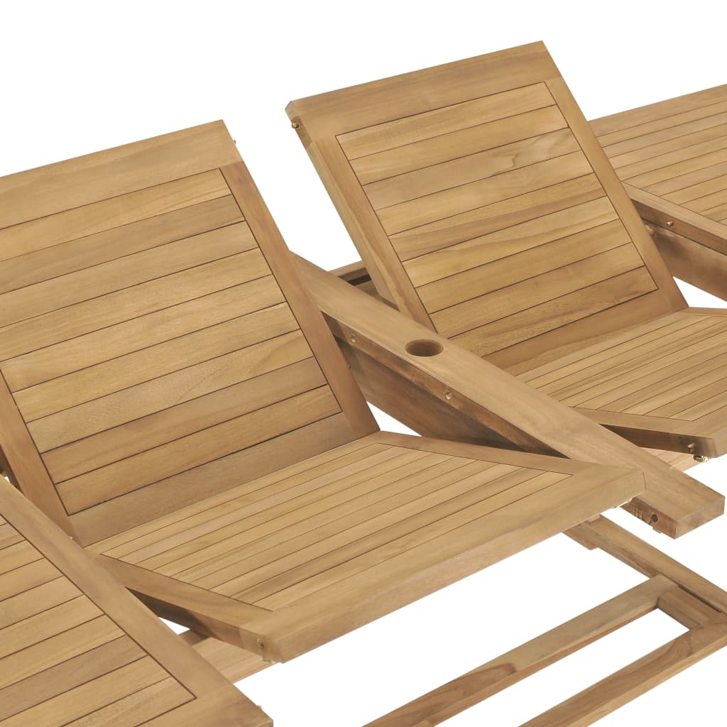 vidaXL 9-delige Tuinset massief teakhout
