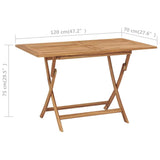 vidaXL Tuintafel inklapbaar 120x70x75 cm massief teakhout grijs