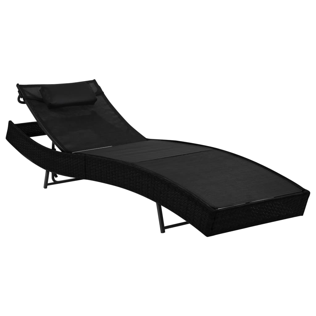 vidaXL Ligbed met kussen poly rattan bruin