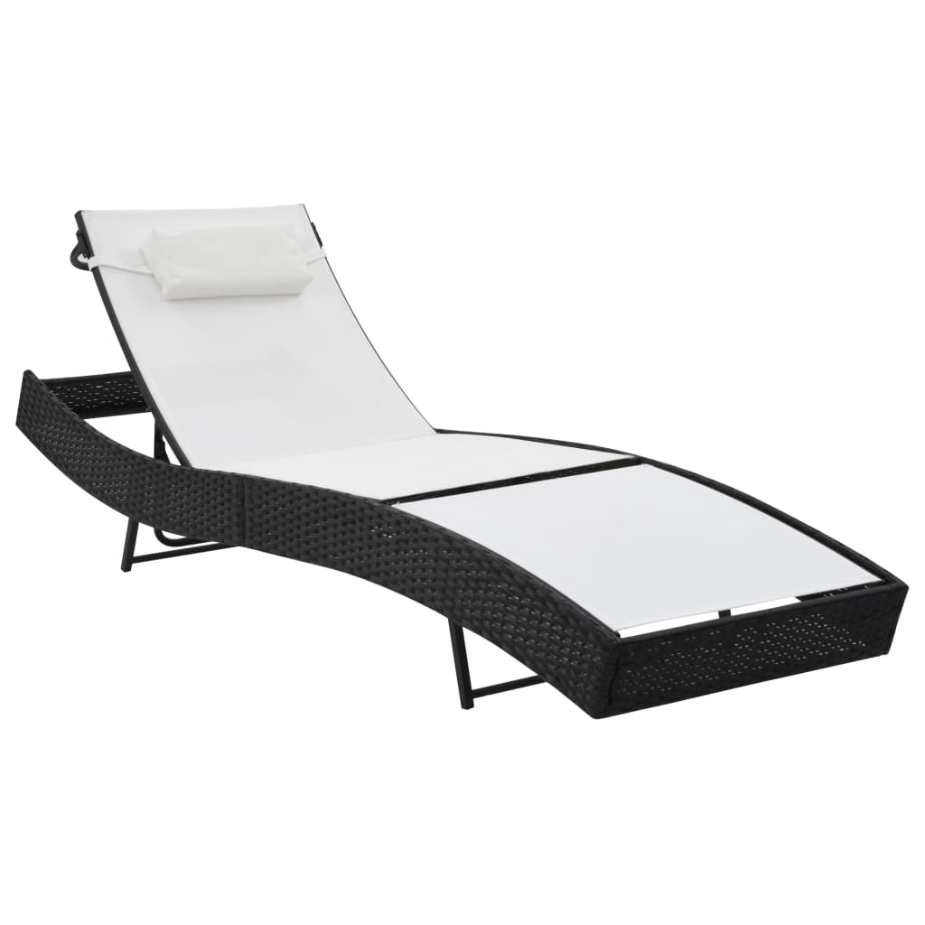 vidaXL Ligbed met kussen poly rattan bruin