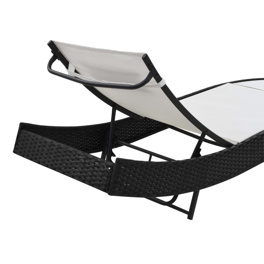 vidaXL Ligbed met kussen poly rattan bruin