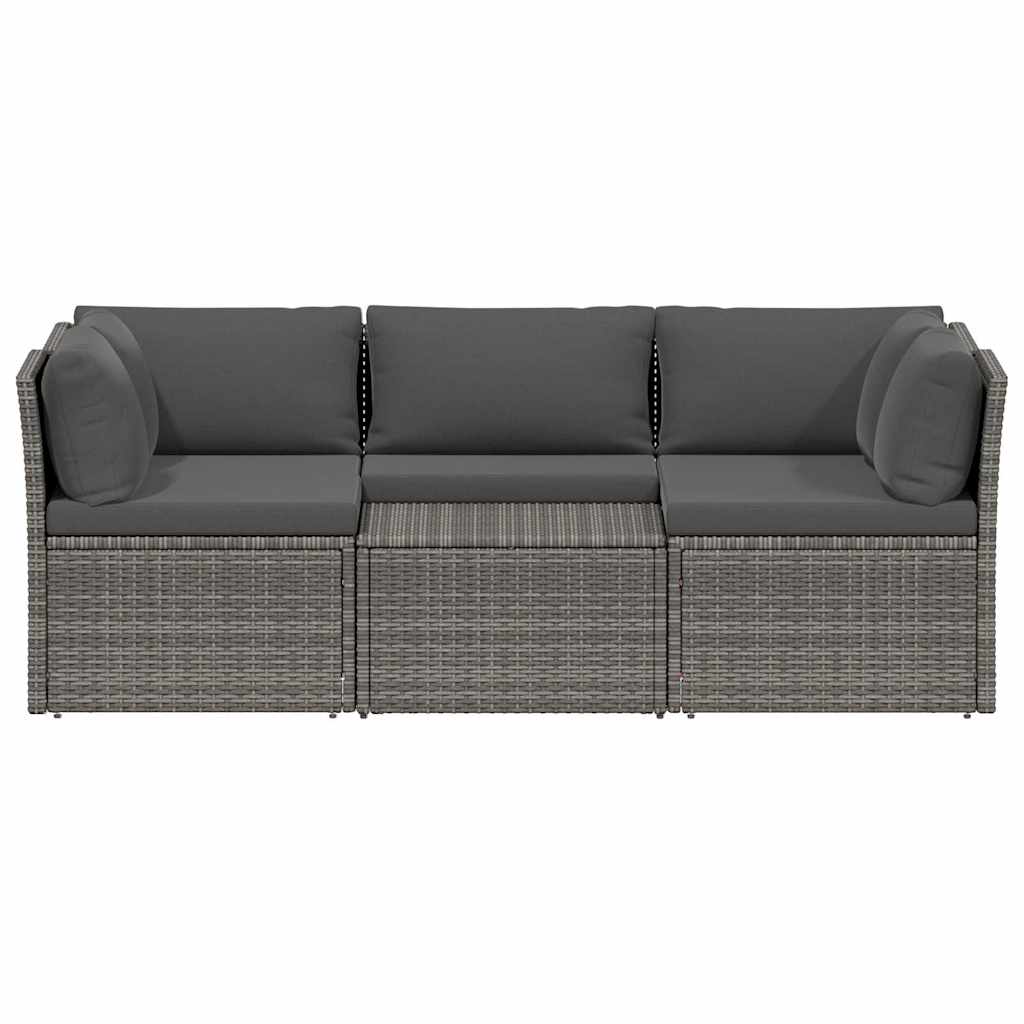 vidaXL Loungeset met kussens 4-delig poly rattan grijs