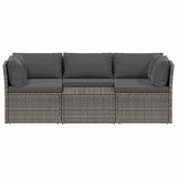 vidaXL Loungeset met kussens 4-delig poly rattan grijs