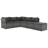 vidaXL Loungeset met kussens 4-delig poly rattan grijs