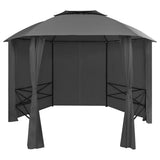vidaXL Tuinpaviljoen met gordijnen 180 g/m² 360x312x265 cm wit