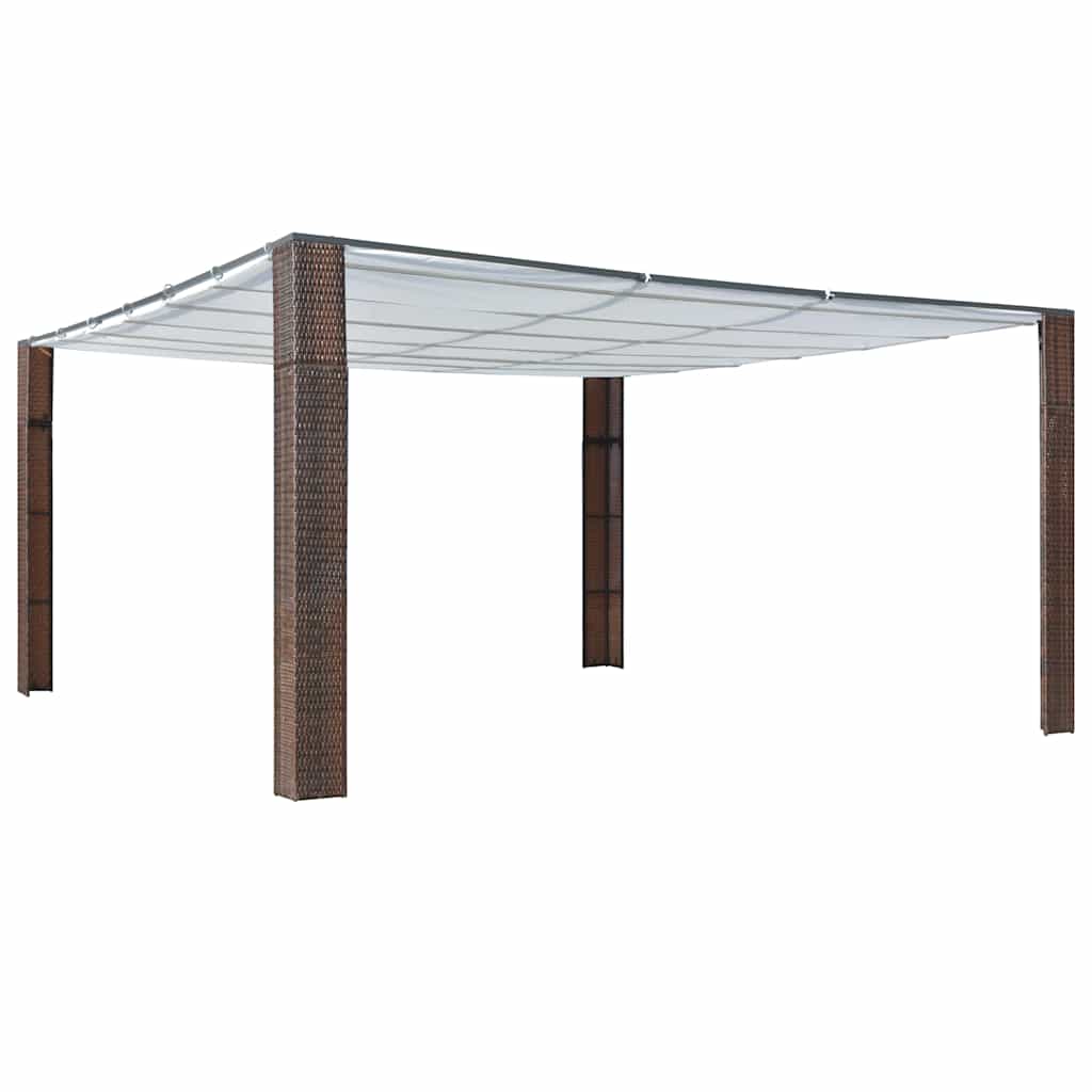 vidaXL Gazebo with Roof 300x300x220 cm Poly Rattan Brown and Cream
