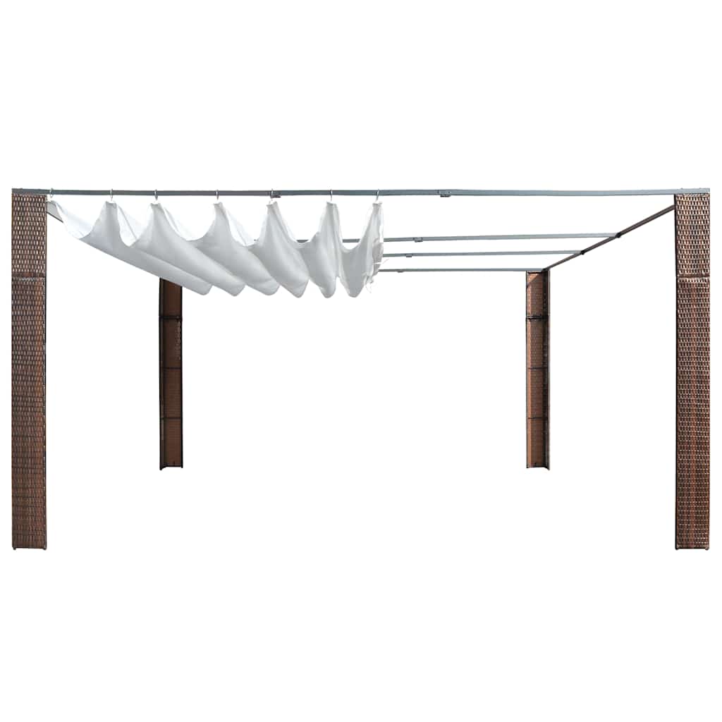 vidaXL Gazebo with Roof 300x300x220 cm Poly Rattan Brown and Cream