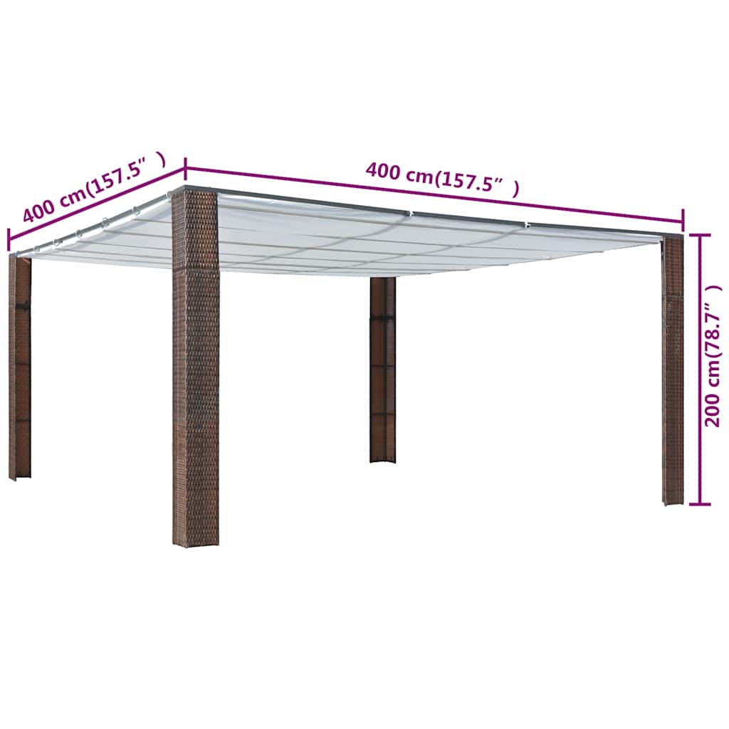 vidaXL Gazebo with Roof 300x300x220 cm Poly Rattan Brown and Cream
