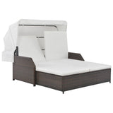 vidaXL Ligbed 2-persoons met luifel poly rattan bruin