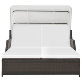 vidaXL Ligbed 2-persoons met luifel poly rattan bruin