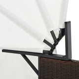 vidaXL Ligbed 2-persoons met luifel poly rattan bruin