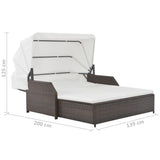 vidaXL Ligbed 2-persoons met luifel poly rattan bruin