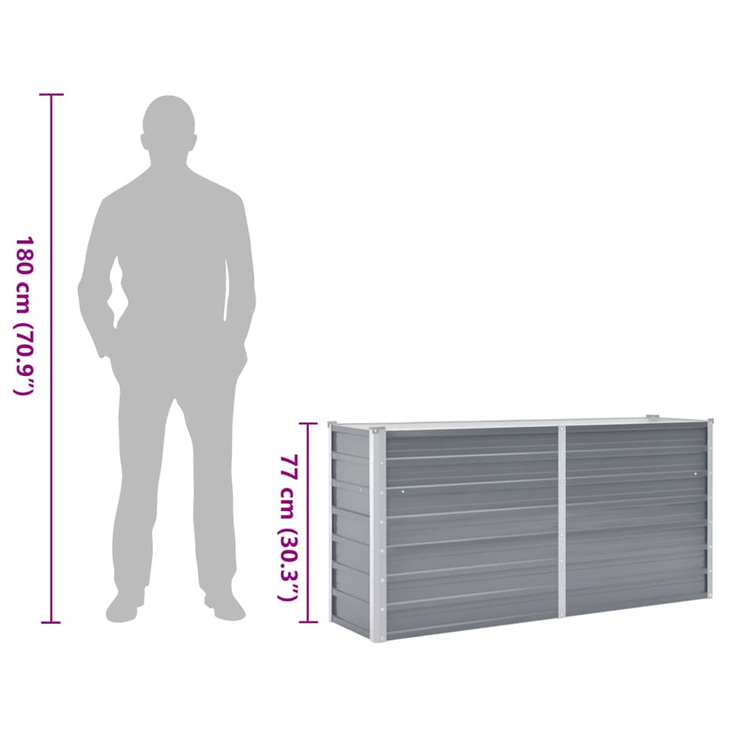 vidaXL Plantenbak verhoogd 160x80x77 cm gegalvaniseerd staal grijs