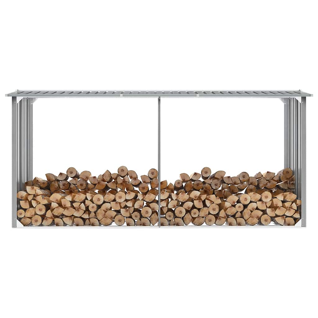 vidaXL Firewood Shed 330x92x153 cm Galvanized Steel Grey