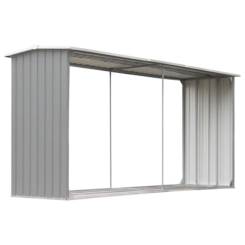 vidaXL Firewood Shed 330x92x153 cm Galvanized Steel Grey