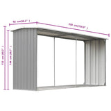 vidaXL Firewood Shed 330x92x153 cm Galvanized Steel Grey