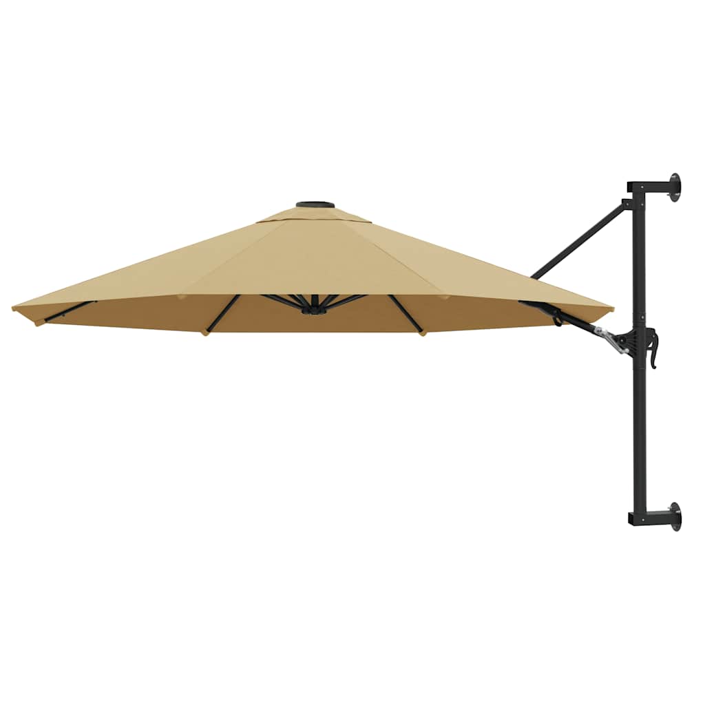 vidaXL Wandparasol met metalen paal 300 cm zandkleurig
