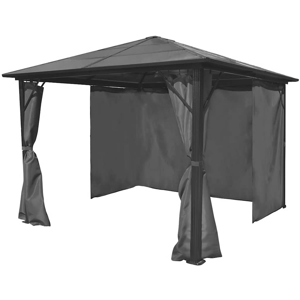 vidaXL Prieel met gordijn 300x300 cm aluminium bruin