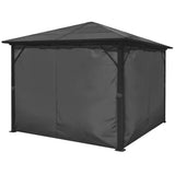 vidaXL Prieel met gordijn 300x300 cm aluminium bruin