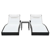 vidaXL Ligbedden 2 st met tafel poly rattan en textileen zwart