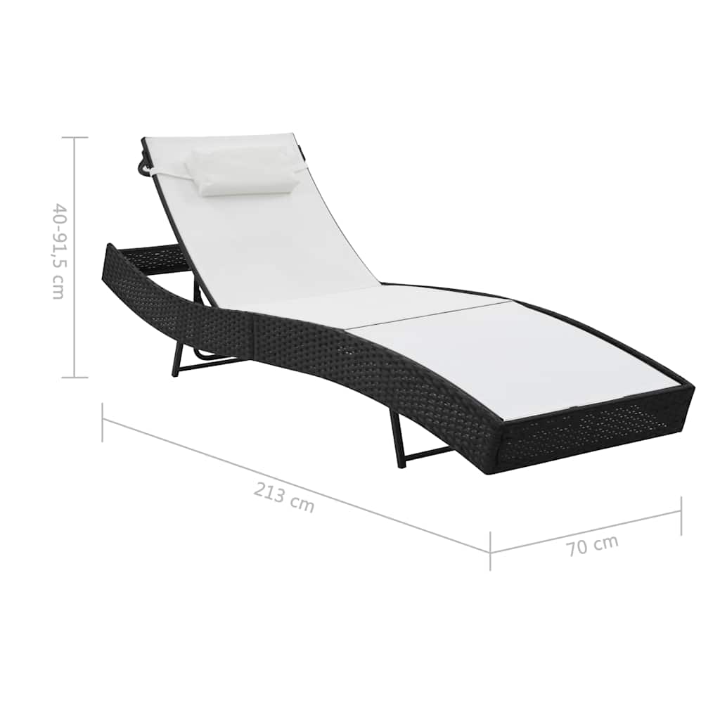 vidaXL Ligbedden 2 st met tafel poly rattan en textileen zwart