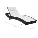 vidaXL Ligbedden 2 st met tafel poly rattan en textileen zwart