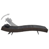 vidaXL Sun Lounger Poly Rattan and Textilene Brown