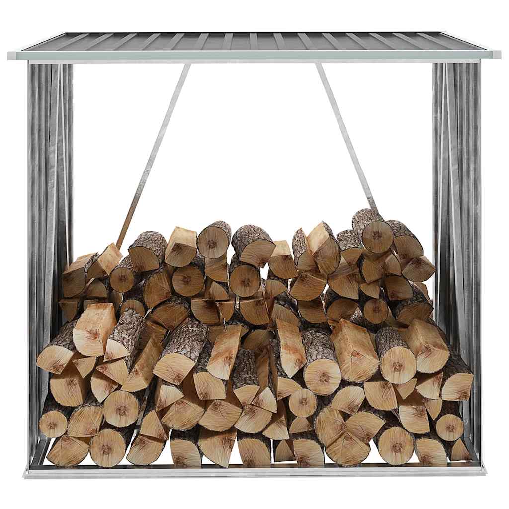 vidaXL Haardhoutschuur 163x83x154 cm gegalvaniseerd staal grijs