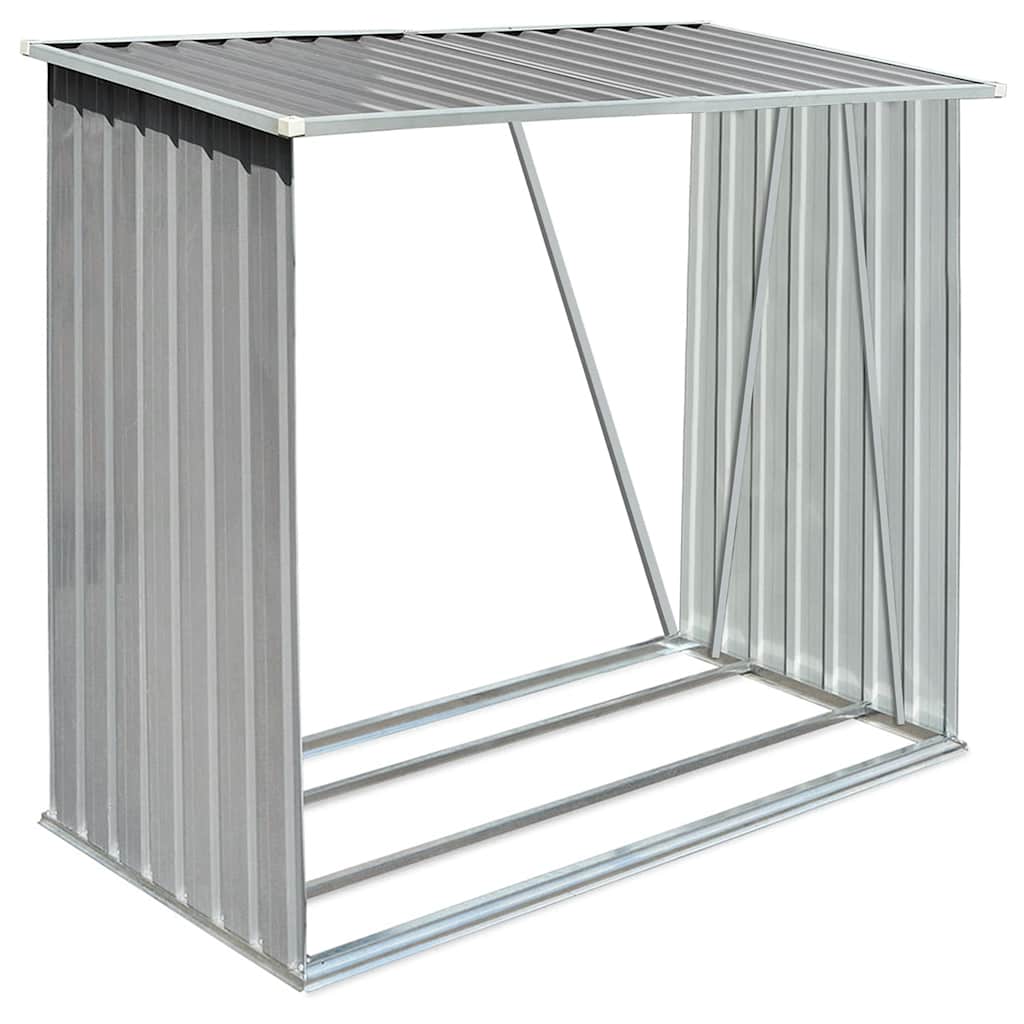 vidaXL Haardhoutschuur 163x83x154 cm gegalvaniseerd staal grijs