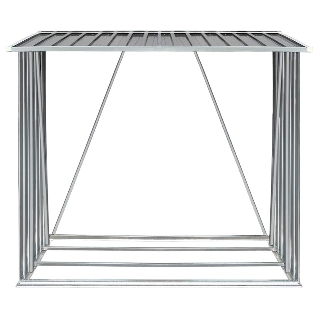 vidaXL Haardhoutschuur 163x83x154 cm gegalvaniseerd staal grijs