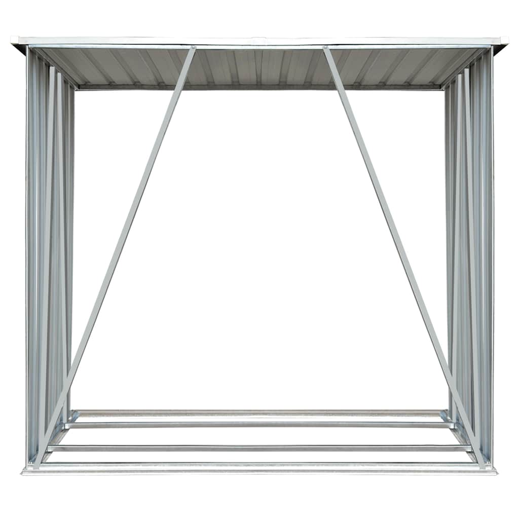 vidaXL Haardhoutschuur 163x83x154 cm gegalvaniseerd staal grijs