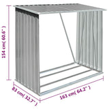 vidaXL Haardhoutschuur 163x83x154 cm gegalvaniseerd staal grijs