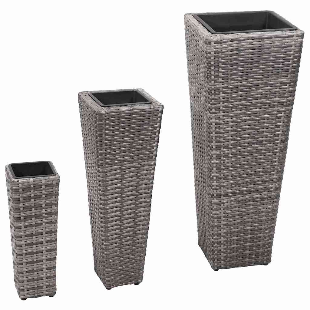 vidaXL Plantenbakken verhoogd 3 st poly rattan zwart