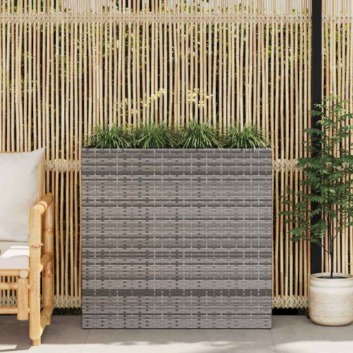 vidaXL Plantenbak verhoogd met 4 potten 2 st poly rattan grijs