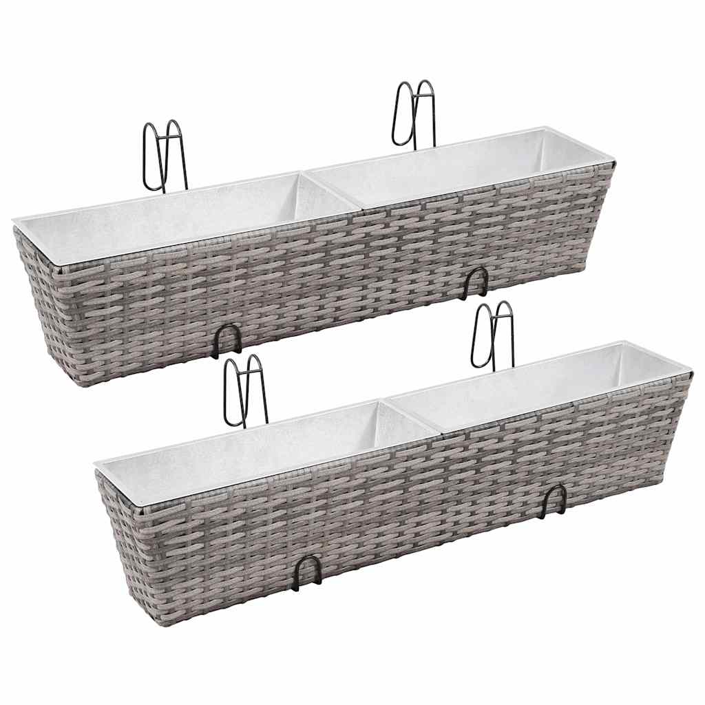 vidaXL Balkonplantenbakken 2 st 50 cm rattan zwart