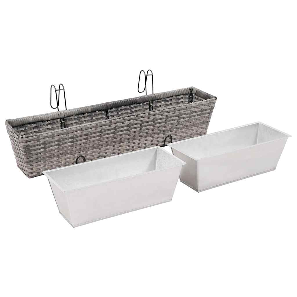 vidaXL Balkonplantenbakken 2 st 50 cm rattan zwart