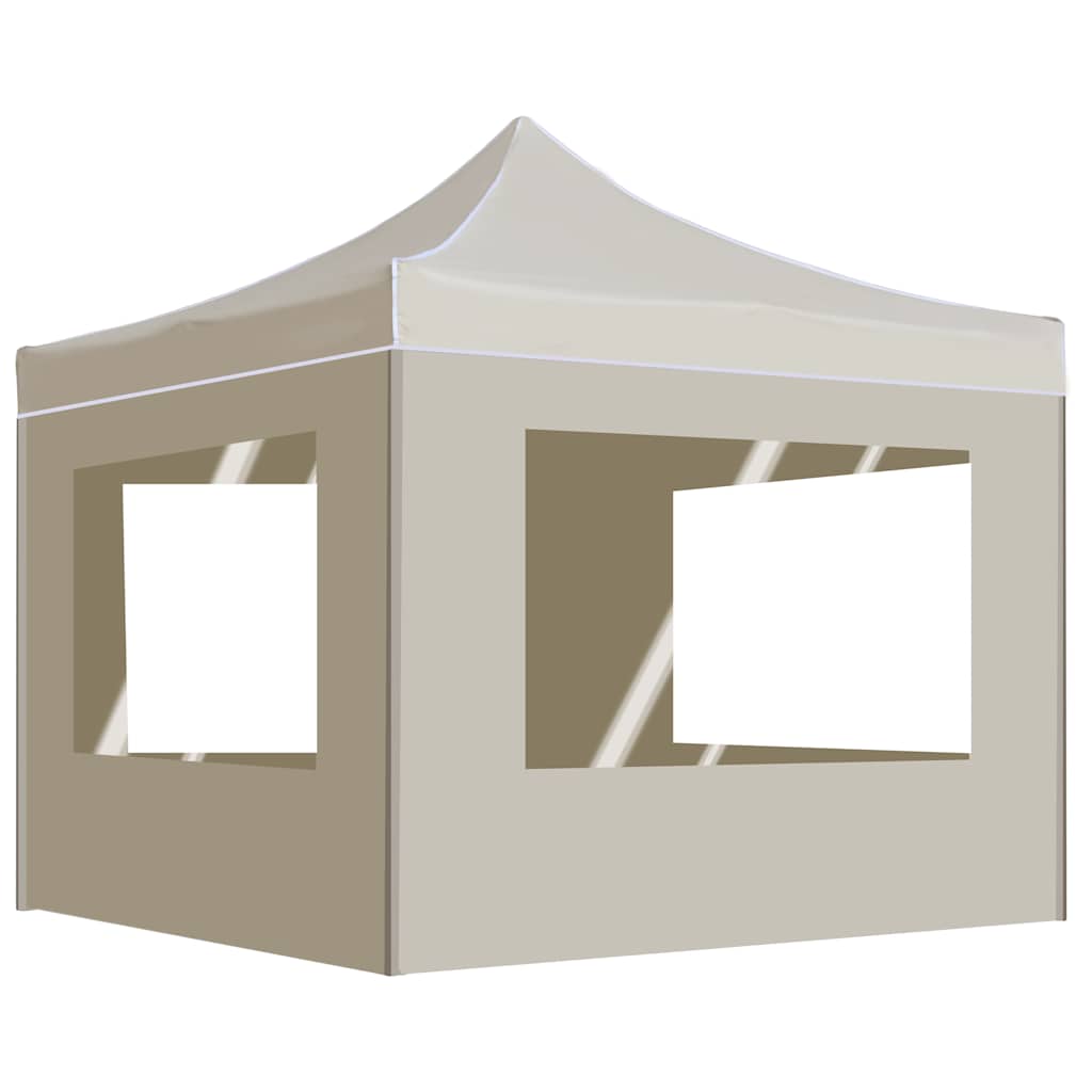 vidaXL Pop-Up Gazebo with Side Walls 3x3 m Aluminium Cream