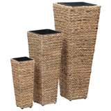vidaXL Raised Planters 3 pcs water hyacinth brown