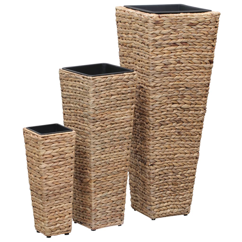 vidaXL Raised Planters 3 pcs water hyacinth brown