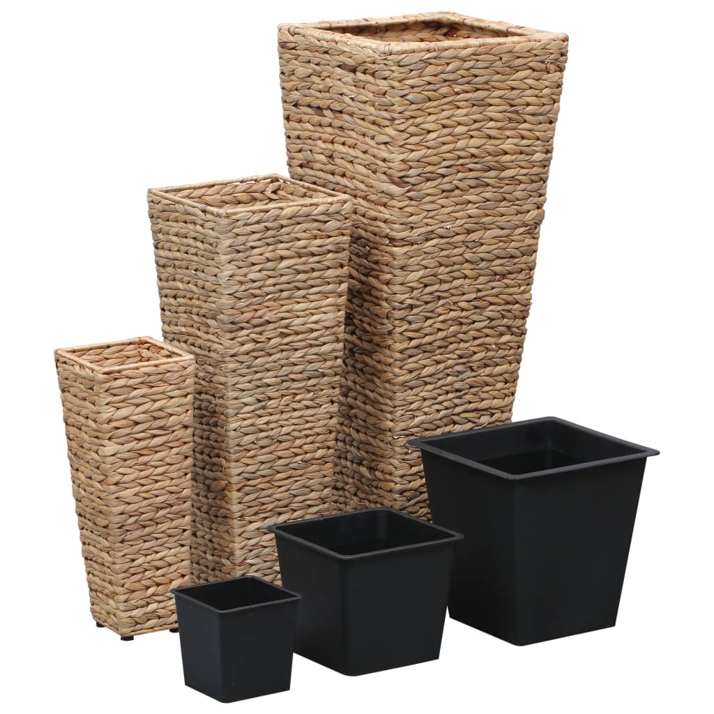 vidaXL Raised Planters 3 pcs water hyacinth brown