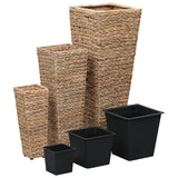 vidaXL Raised Planters 3 pcs water hyacinth brown
