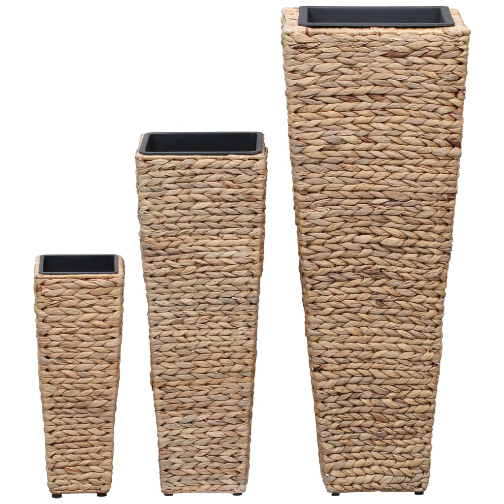 vidaXL Raised Planters 3 pcs water hyacinth brown