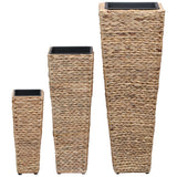 vidaXL Raised Planters 3 pcs water hyacinth brown