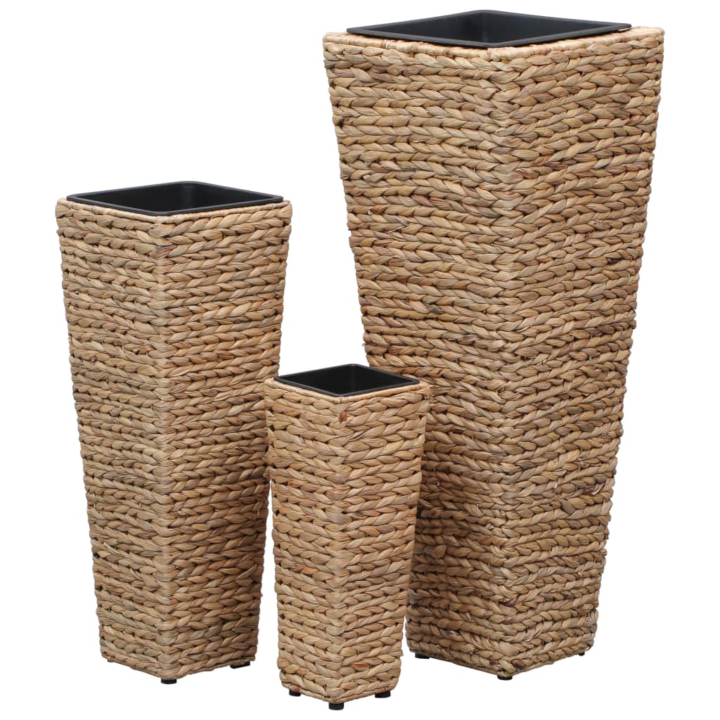 vidaXL Raised Planters 3 pcs water hyacinth brown